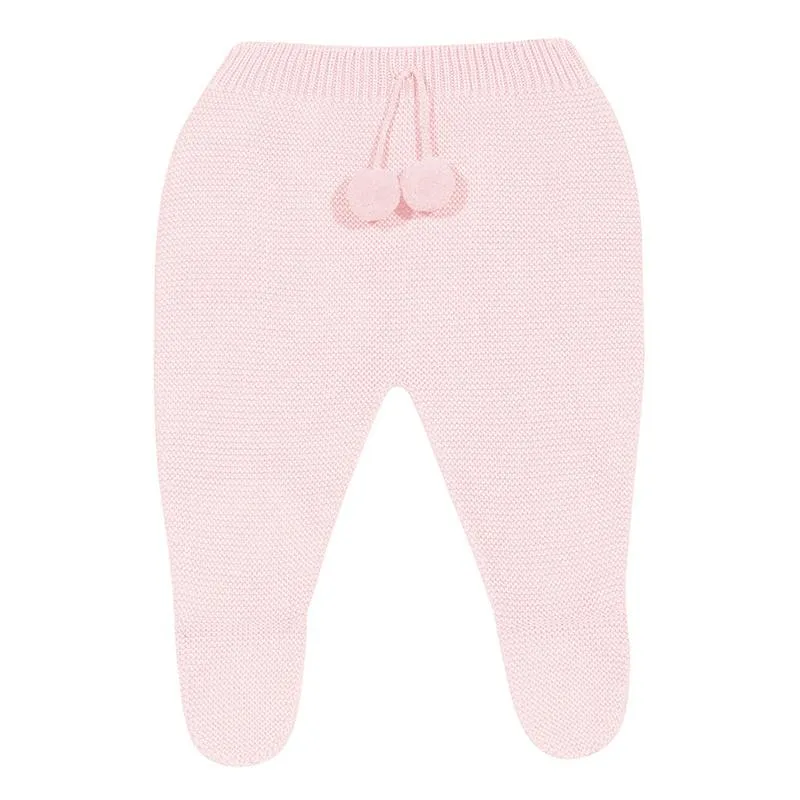 Pink Knitted Pom Pom Leggings