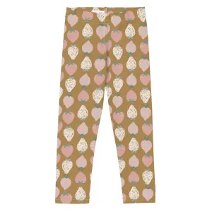 Pink Strawberries & Dark Caramel Kid's Leggings (2T-7)