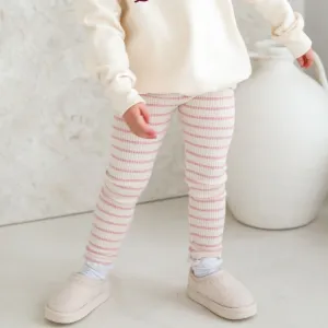 Pink striped Ribbed Leggings