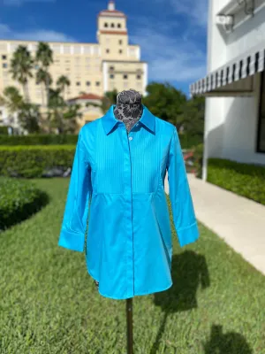 Pintuck Blouse in Turquoise