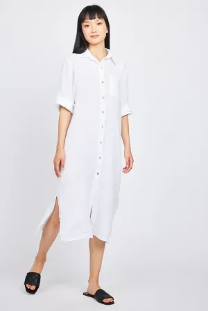 Pistache Maxi Linen Blouse Dress