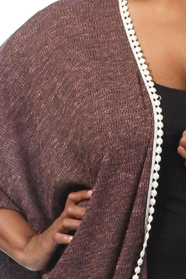 Plus Size Knit Crochet Trim Cardigan
