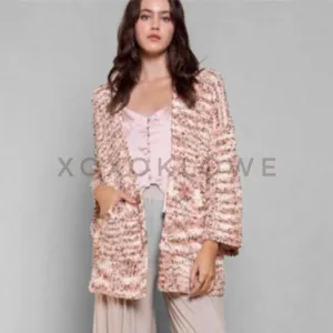POL Soft Popcorn Knit Open Front Cardigan Multicolor Oversized
