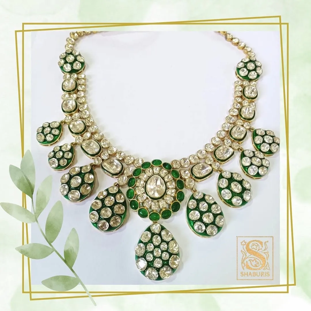 Polki Necklace Diamond Necklace Beaded Necklace Tanzanite Necklace Diamond Jewelry Moissanite Necklace Bridal Jewelry-SHABURIS
