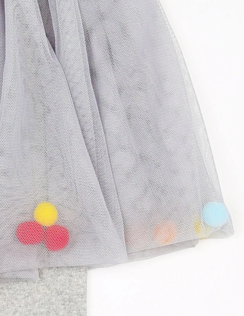 Pom-Pom Tutu Leggings Grey