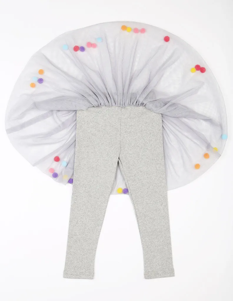 Pom-Pom Tutu Leggings Grey