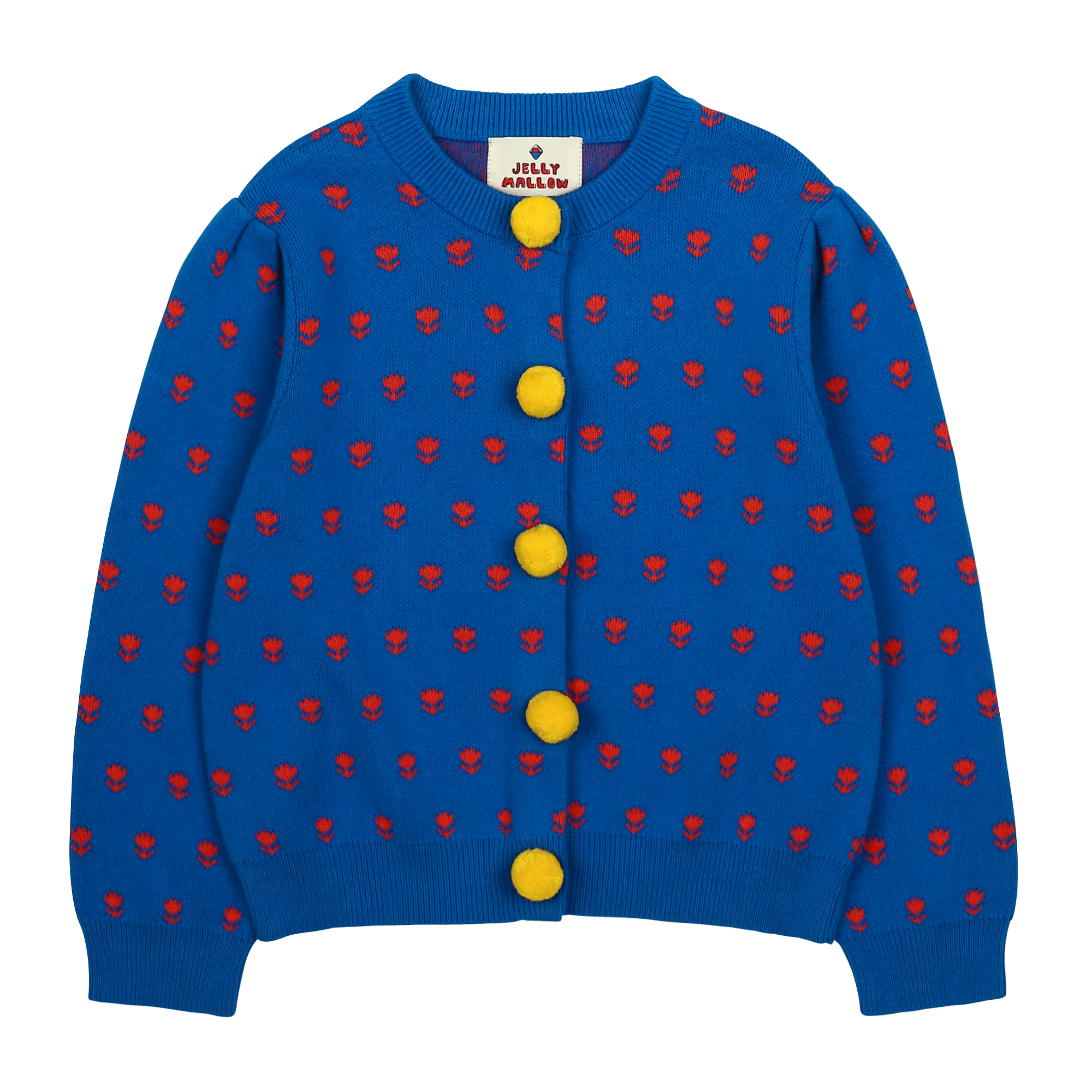PomPom Shirring Cardigan in Blue by Jelly Mallow