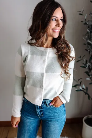 Posy Checker Cardigan - Sage