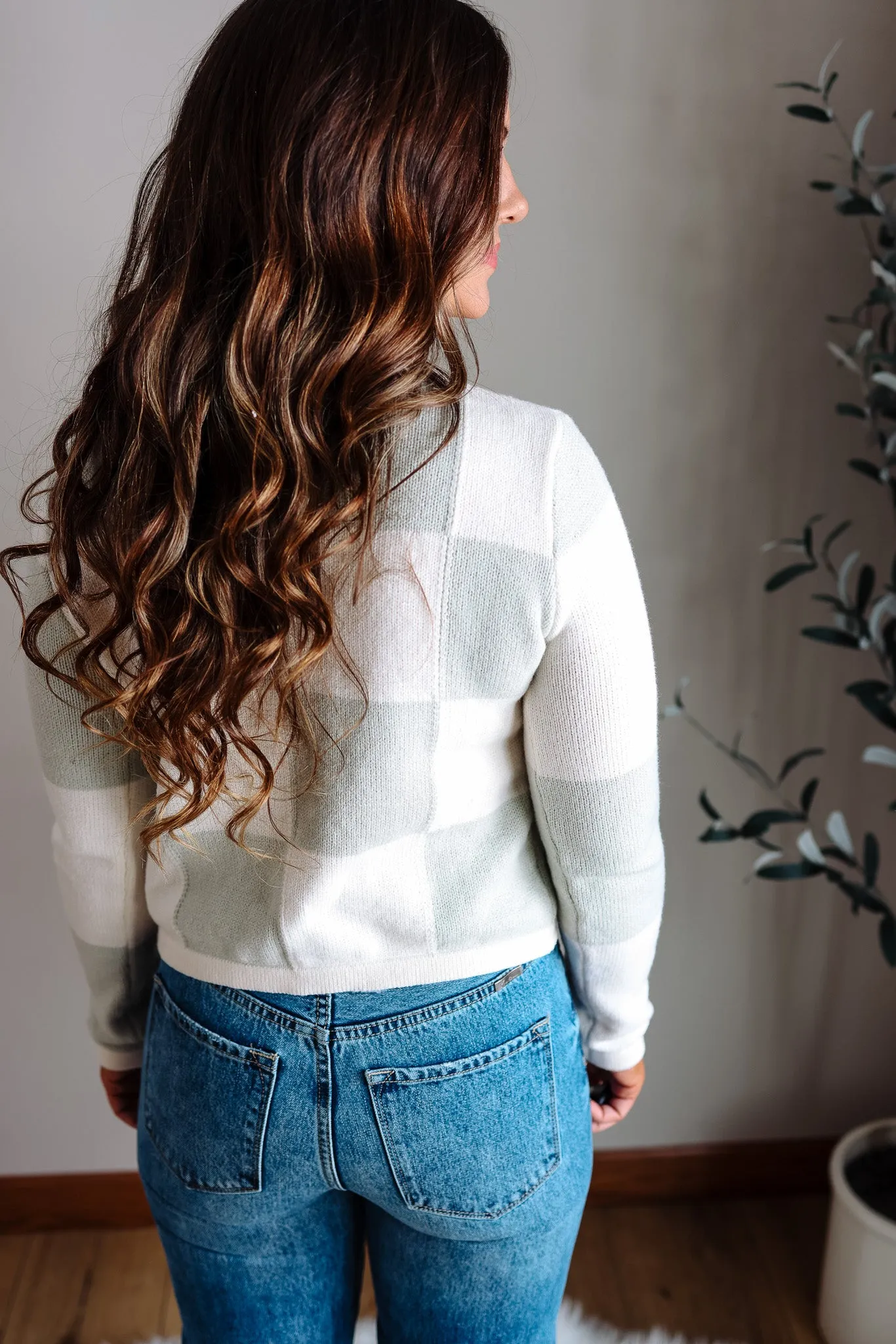 Posy Checker Cardigan - Sage