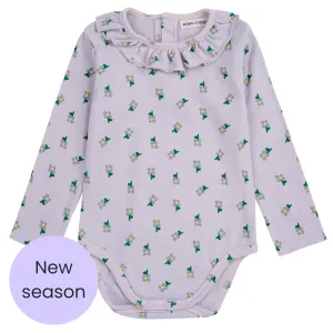 Purple Pansy Long Sleeve Bodysuit