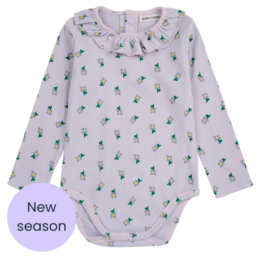 Purple Pansy Long Sleeve Bodysuit