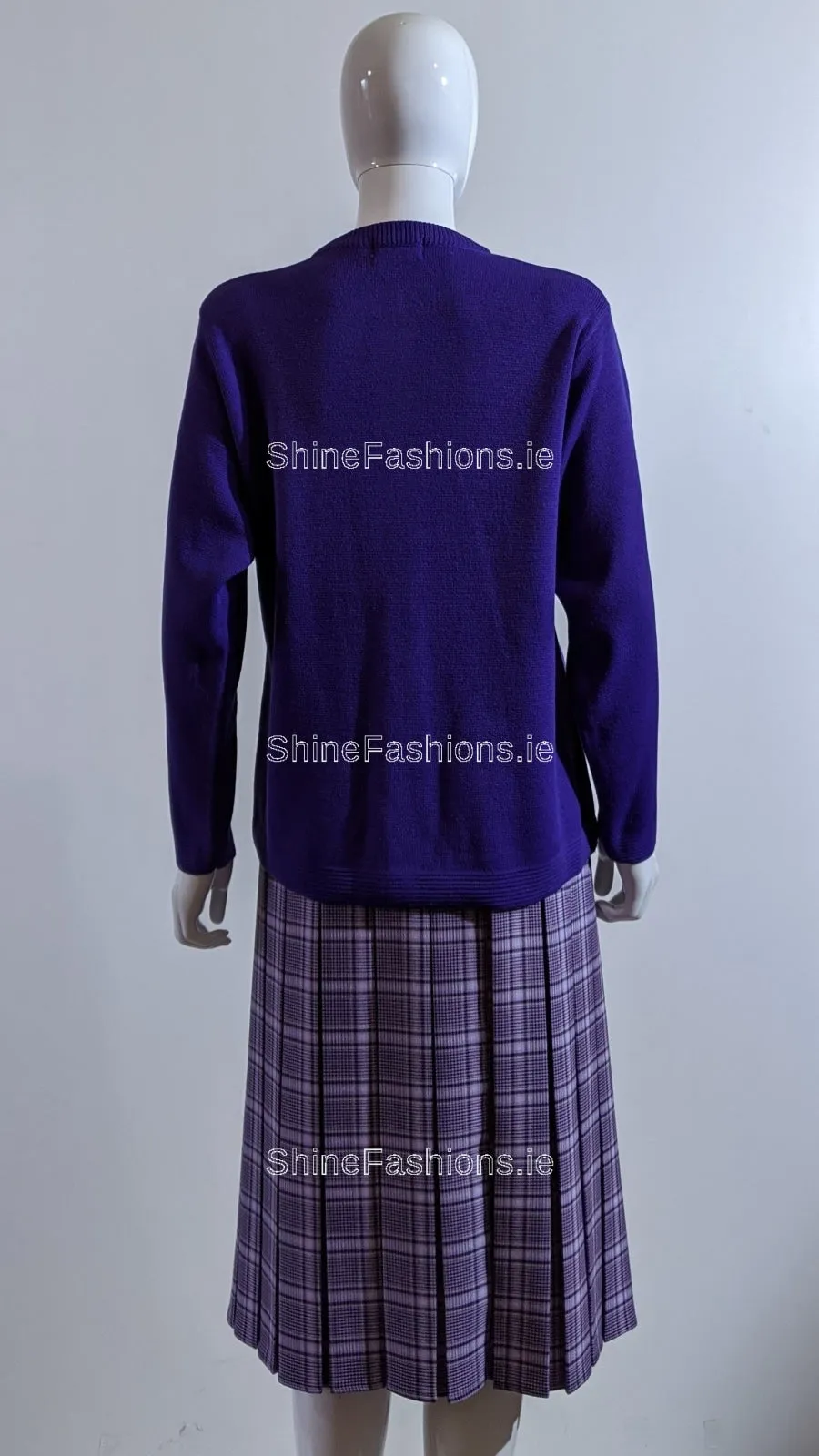 Purple Round Neck Button Cardigan