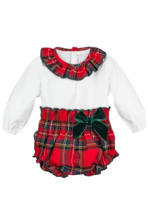 "Myla" Red Tartan Blouse & Bloomers
