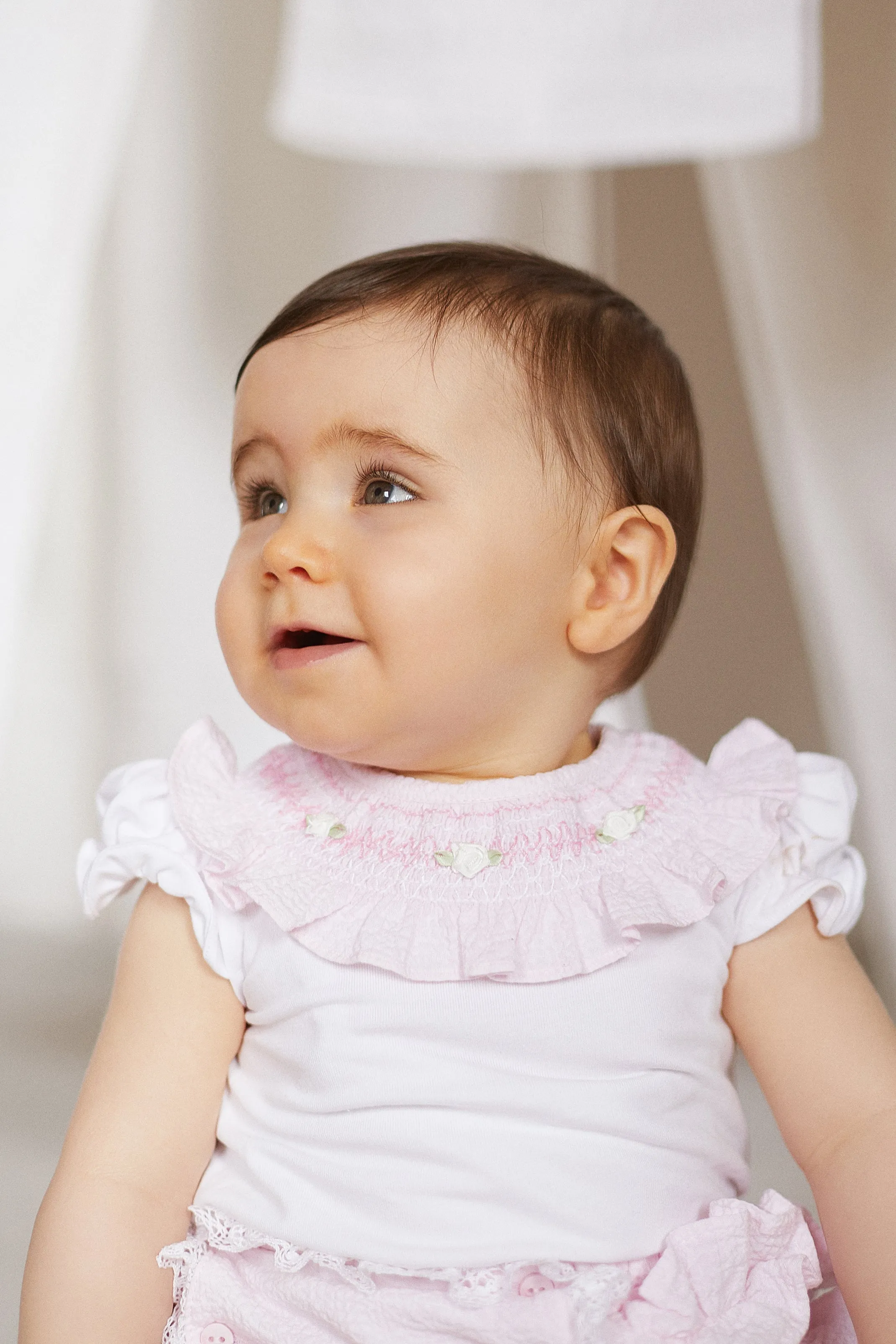 "Ottilie" Pink Smocked Rose Bud Blouse & Bloomers