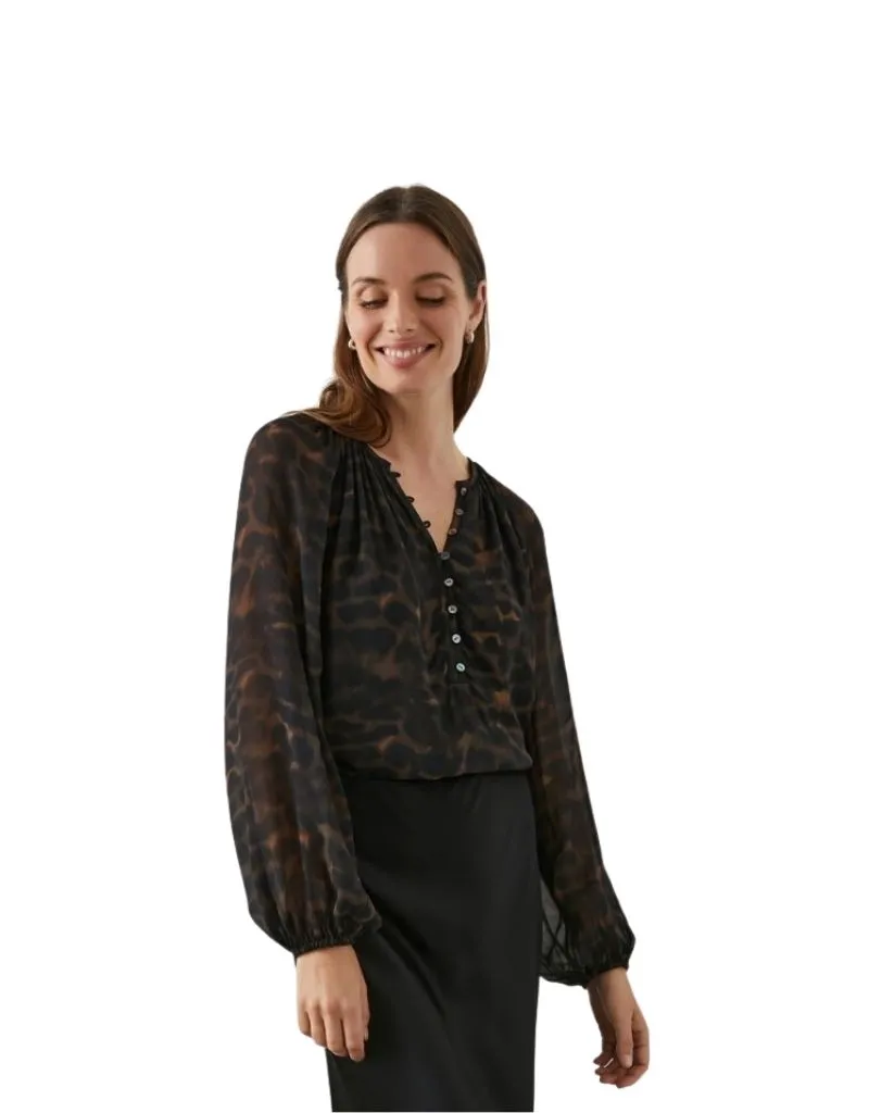 Rails Indi Blouse in Umber Leopard