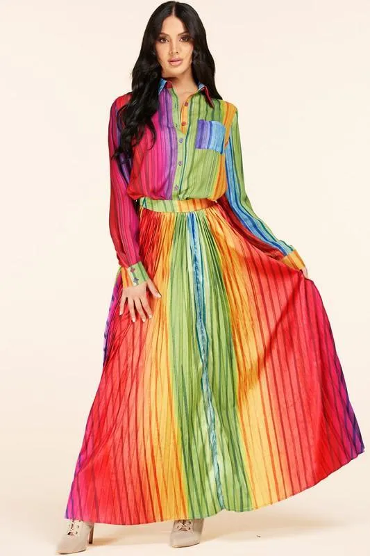 RAINBOW 2PC MAXI SKIRT SET