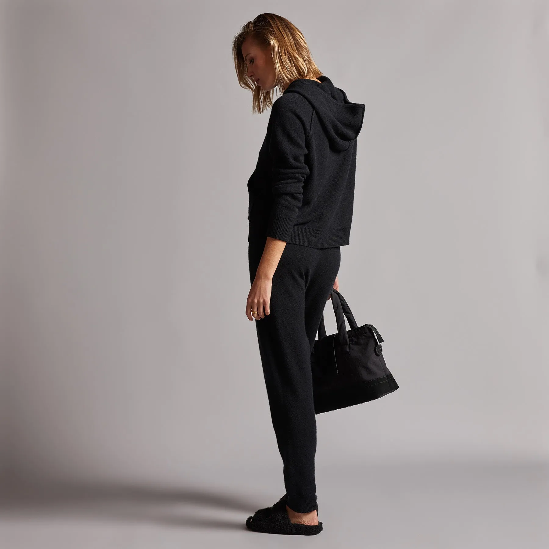 Recycled Cashmere Track Pant - Black