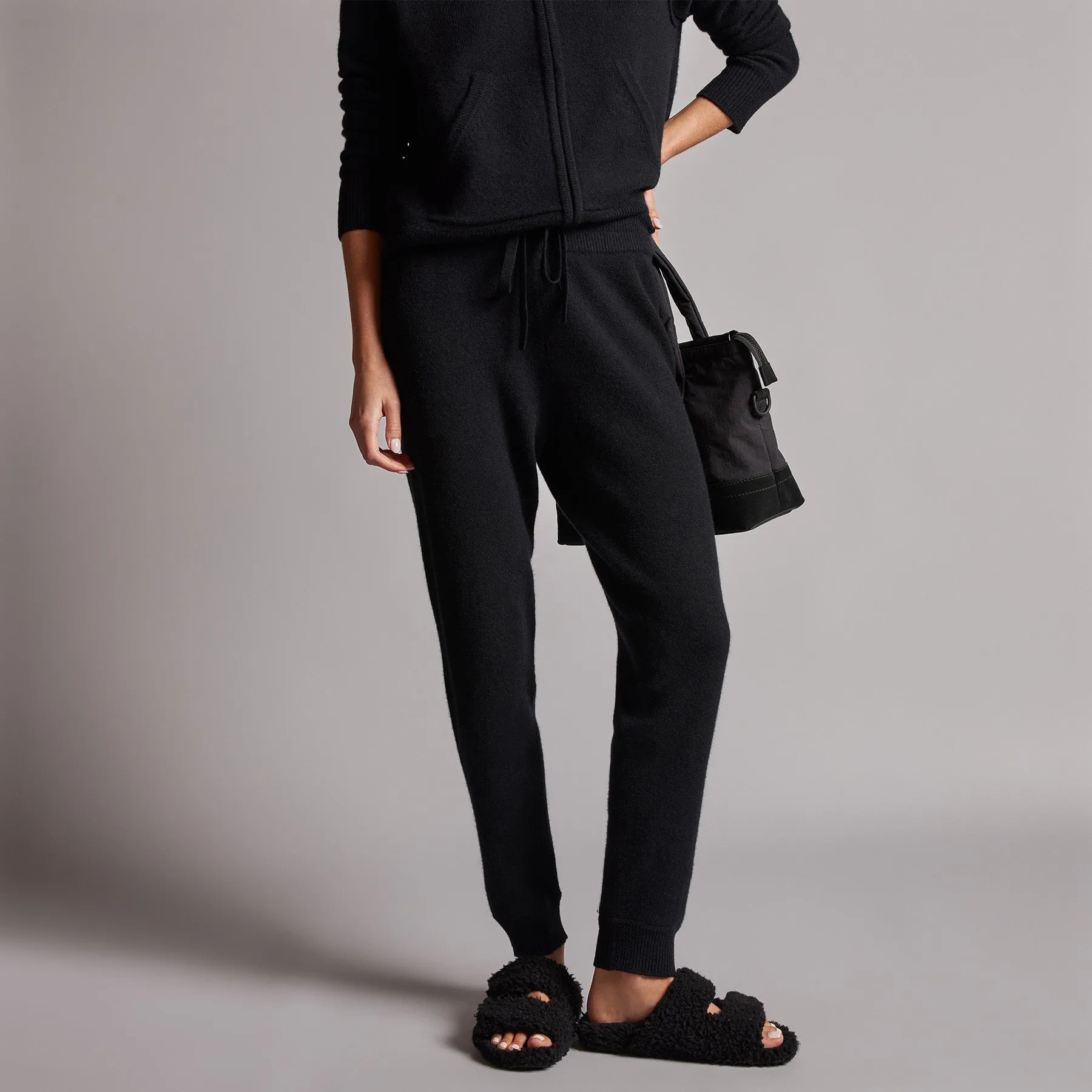 Recycled Cashmere Track Pant - Black