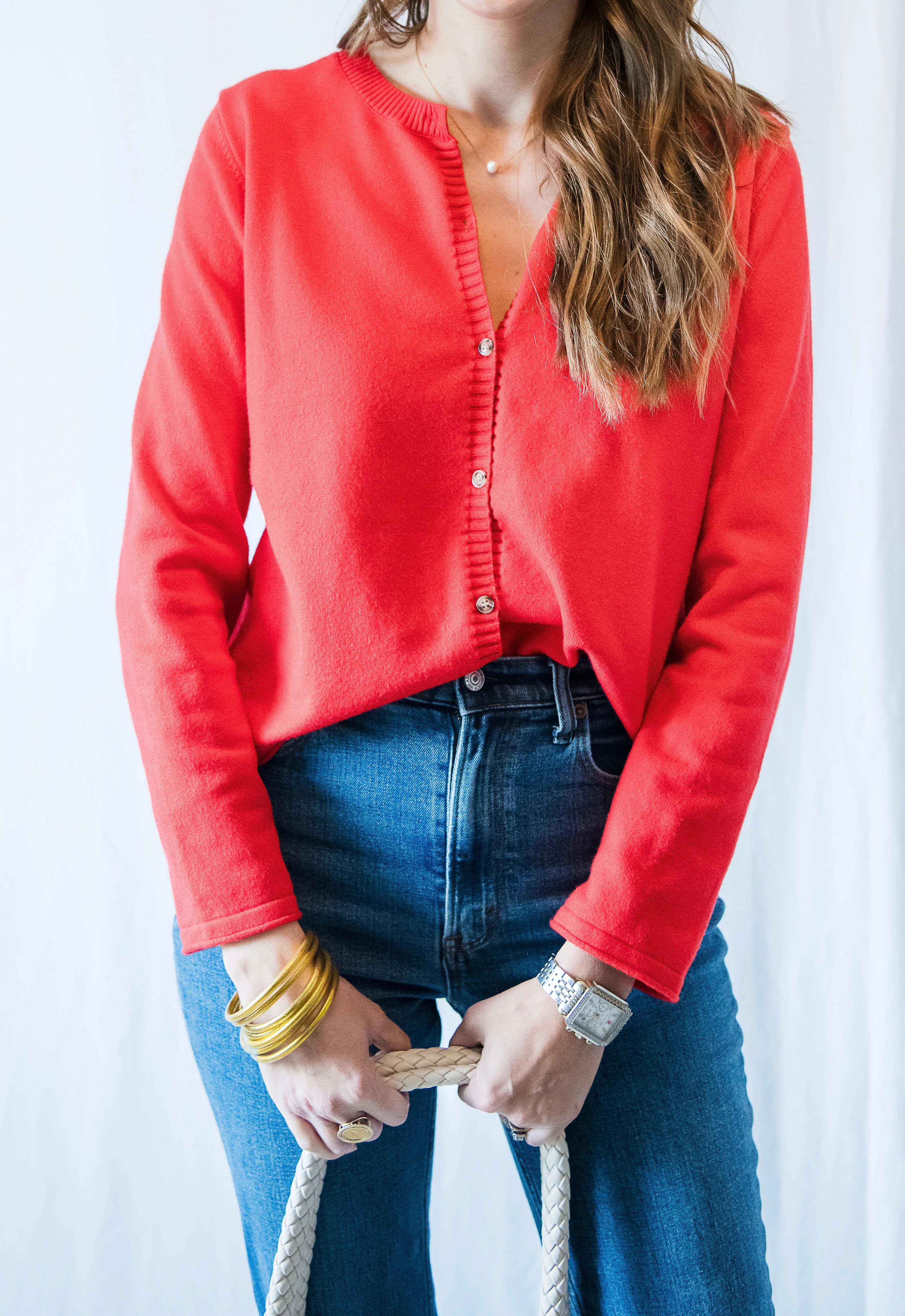Red Button Cardigan