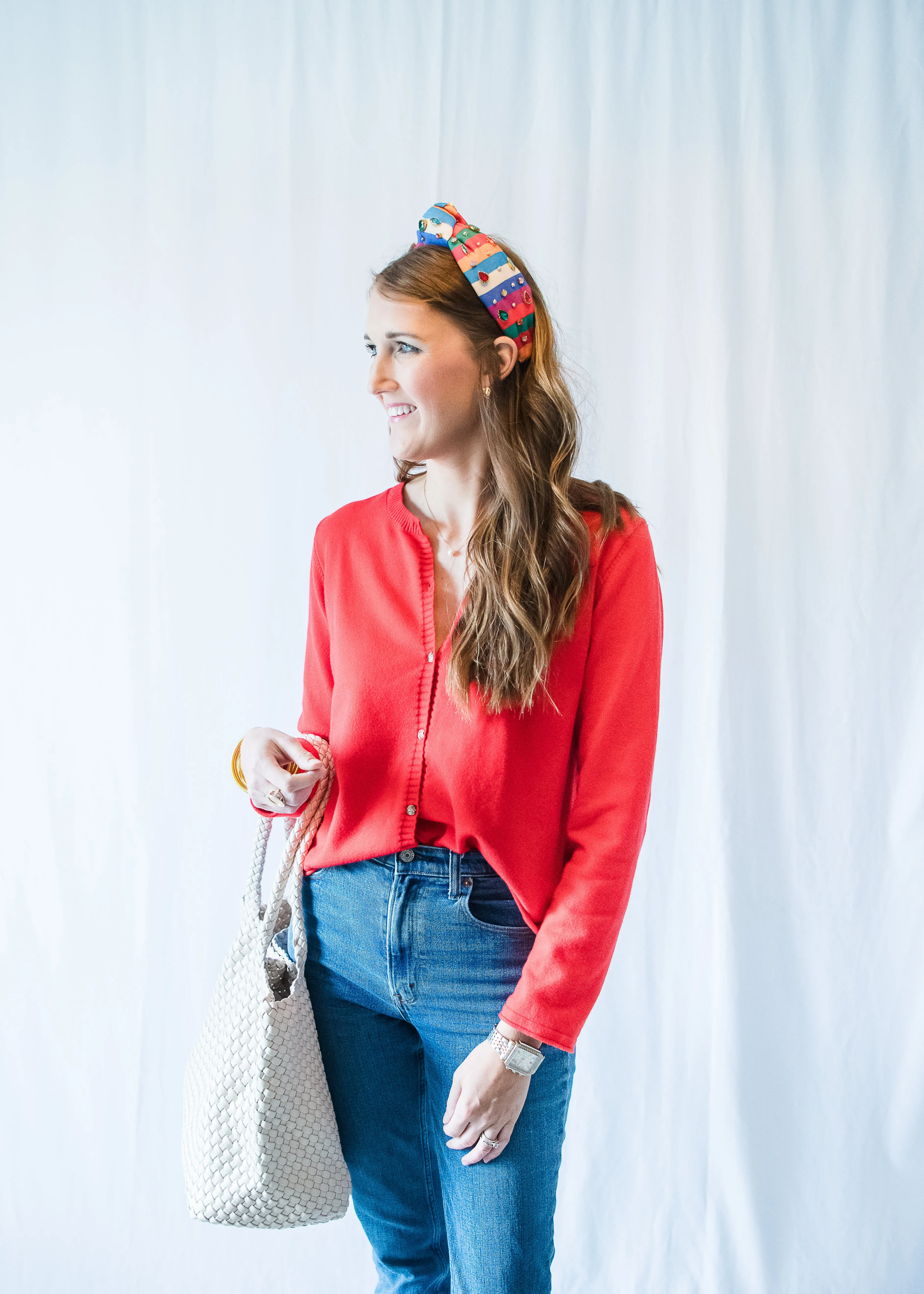 Red Button Cardigan