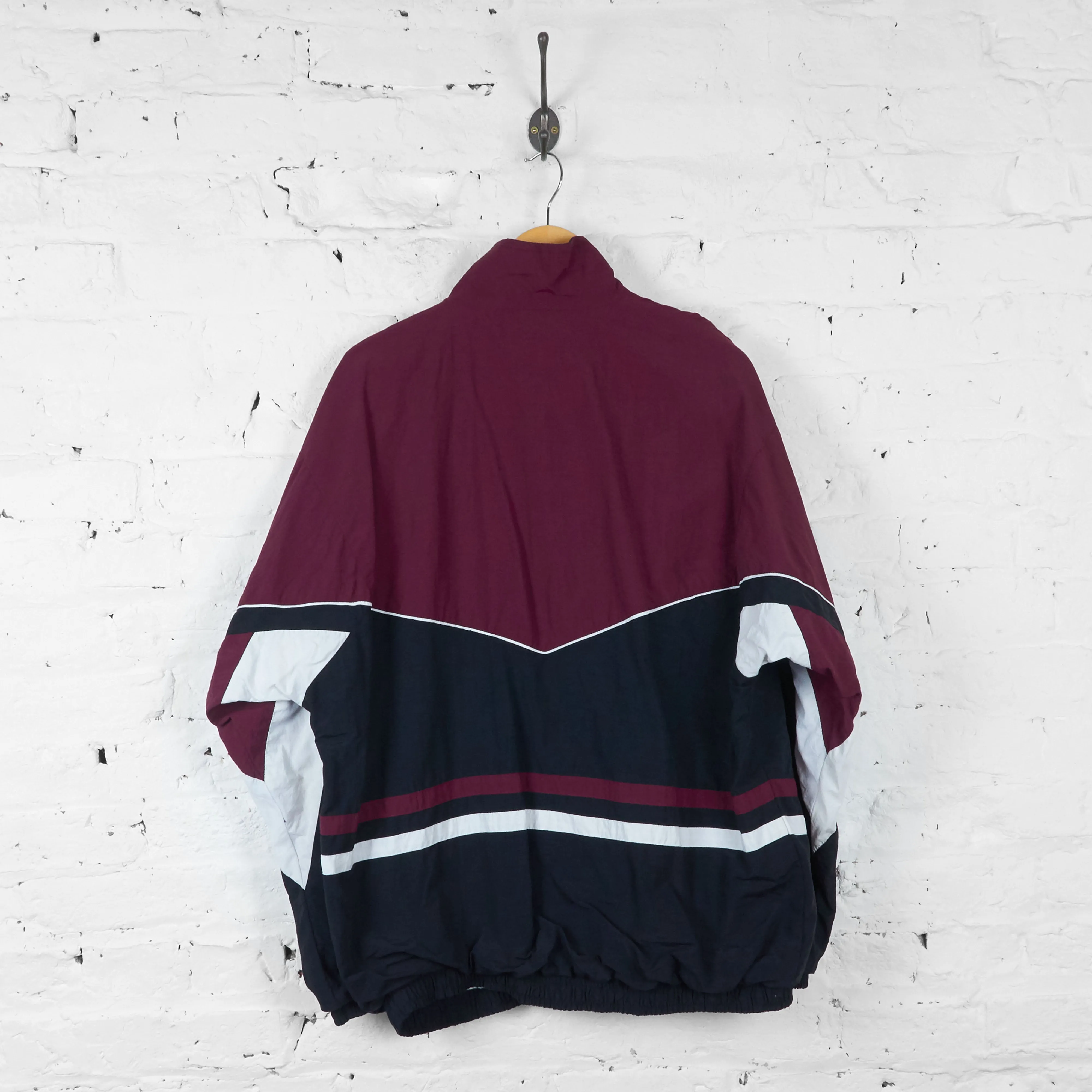 Reebok Windbreaker Shell Tracksuit Top Jacket - Black/Maroon - XL
