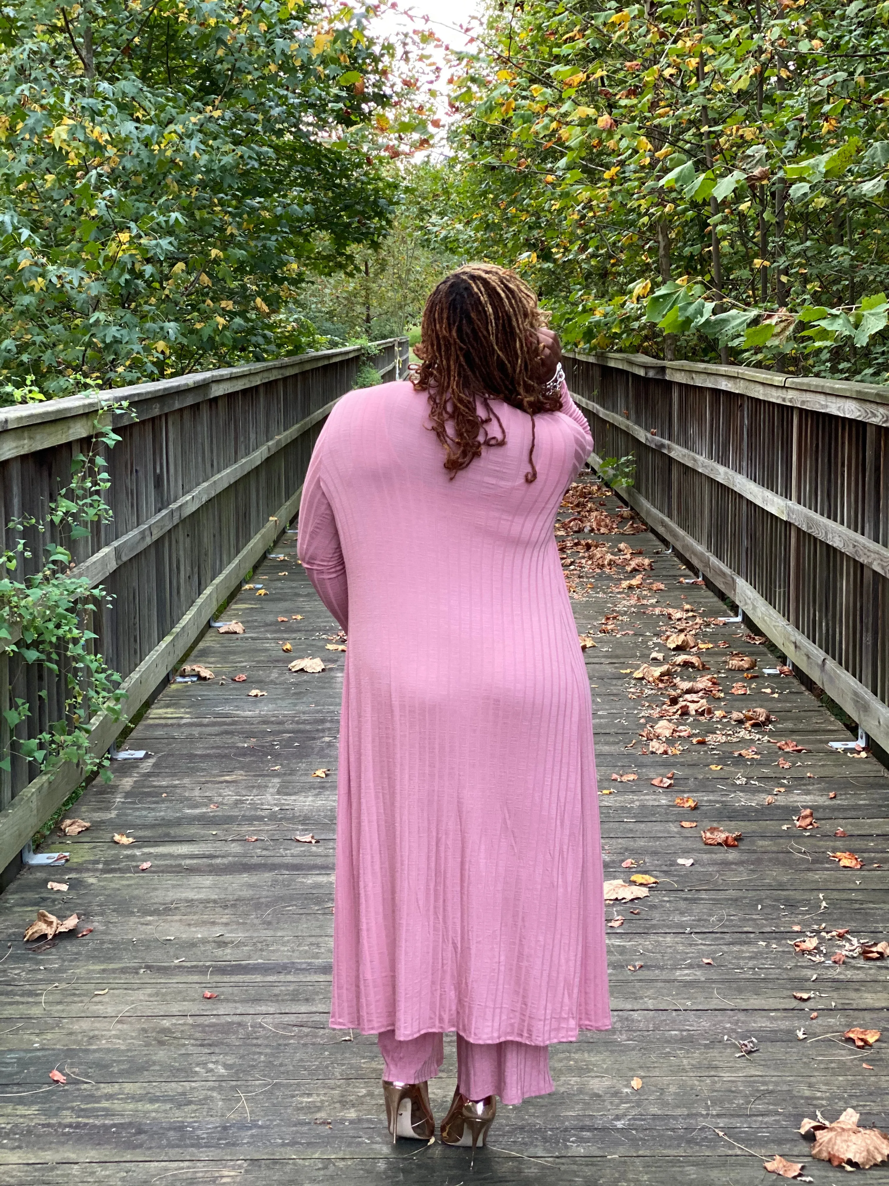 Rib Knit Three Piece Cardigan Set