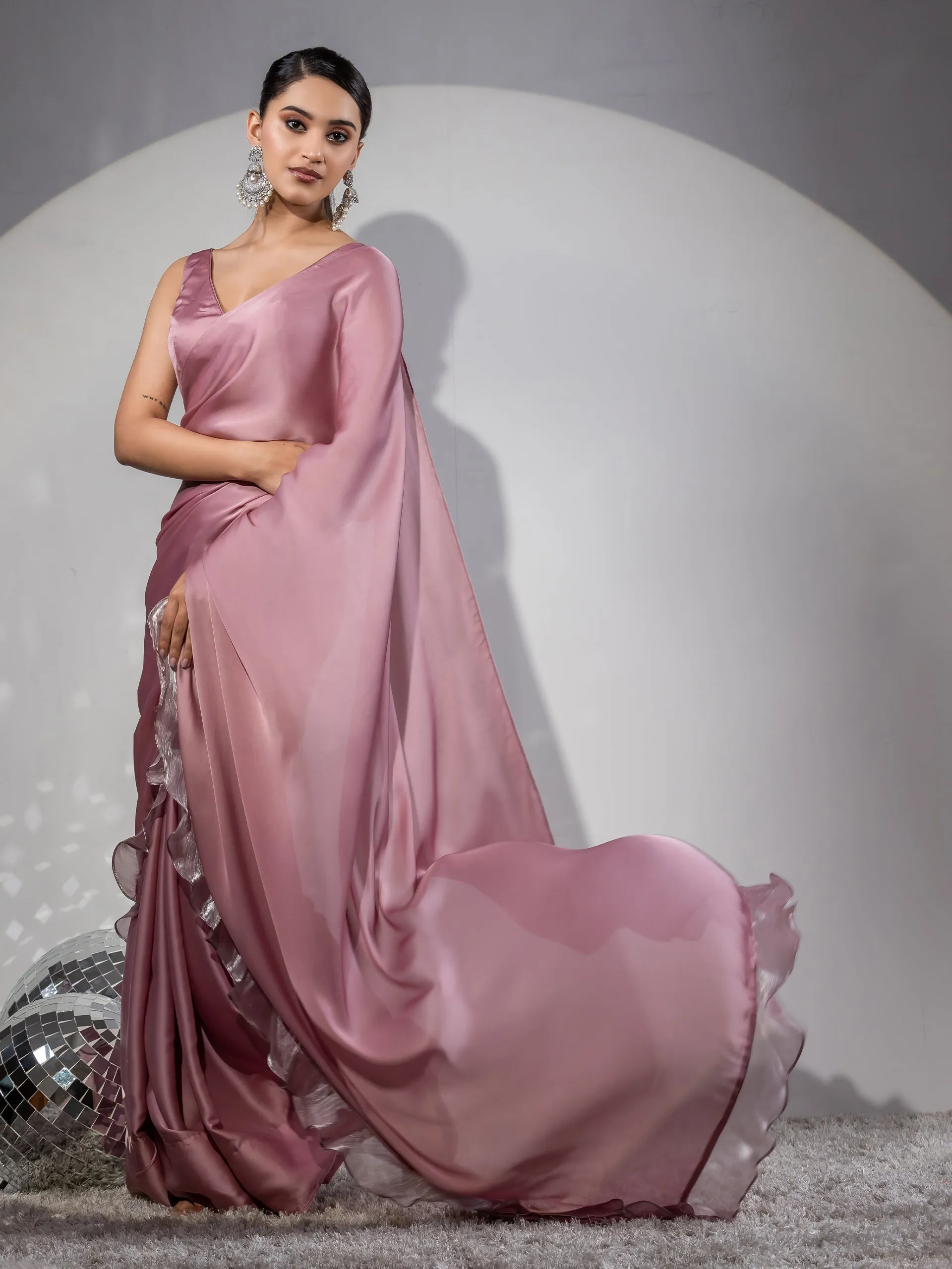 Rise Above Mauve-Pink Ruffle Saree