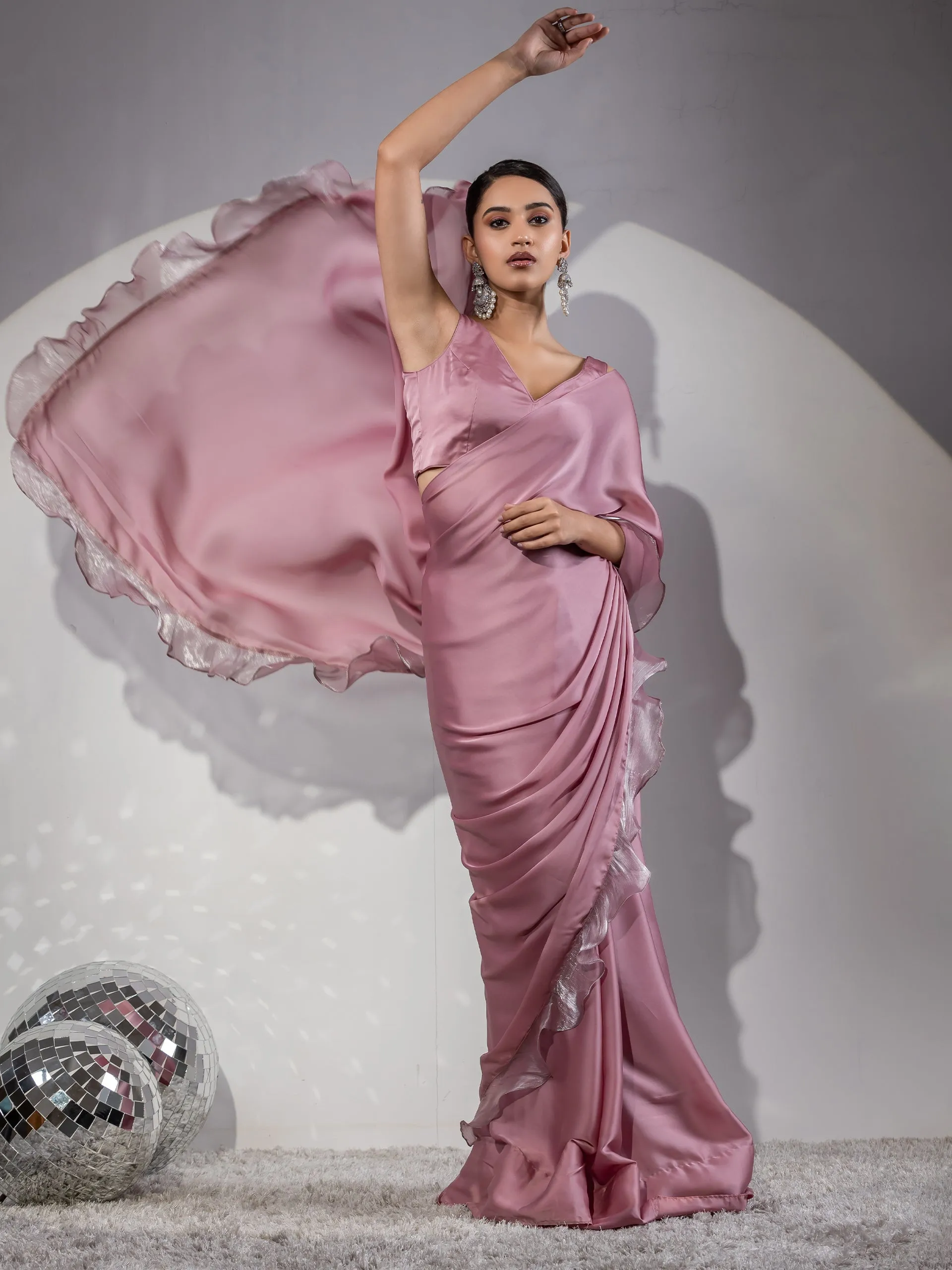 Rise Above Mauve-Pink Ruffle Saree