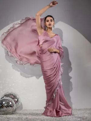 Rise Above Mauve-Pink Ruffle Saree