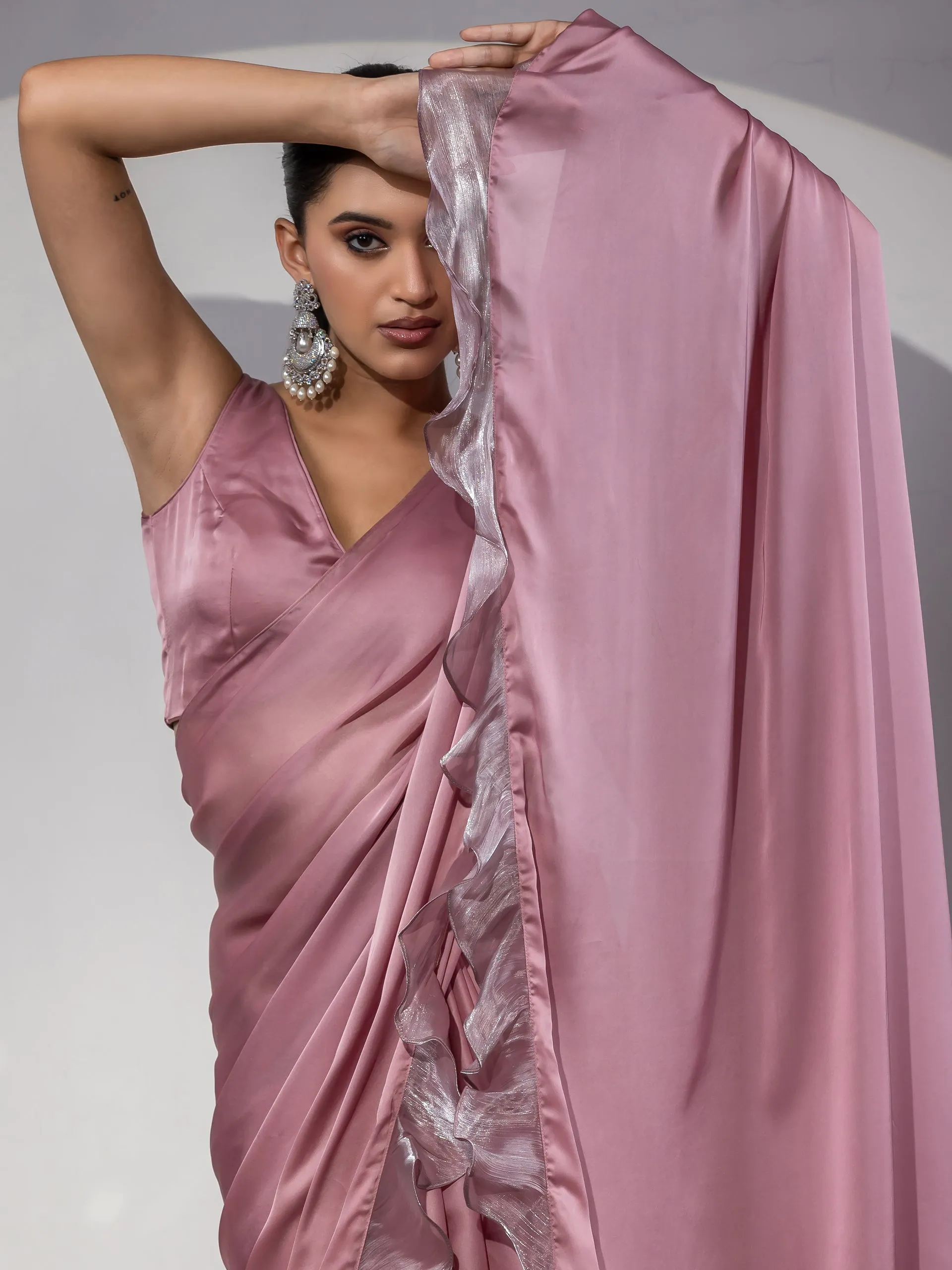 Rise Above Mauve-Pink Ruffle Saree