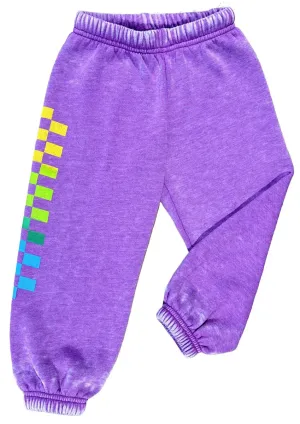 Rowdy Sprouts Rainbow Check Sweatpants Plum
