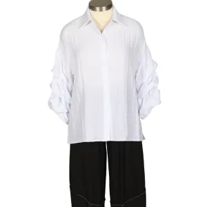 Ruffle Sleeve Button Front Blouse