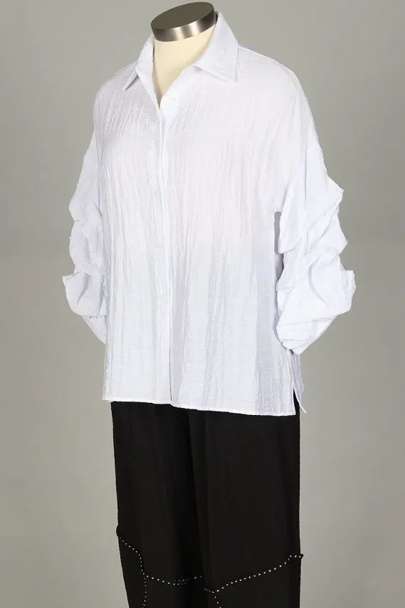 Ruffle Sleeve Button Front Blouse