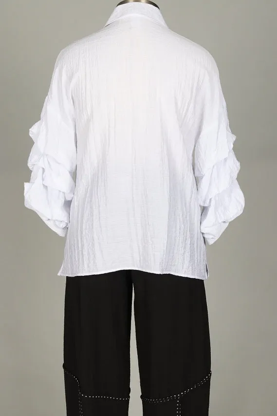 Ruffle Sleeve Button Front Blouse