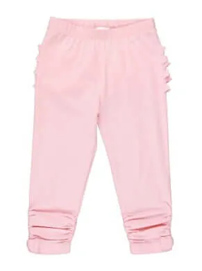 RuffleButts | Baby Ruched Bow Leggings| Pink