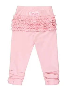 RuffleButts | Baby Ruched Bow Leggings| Pink
