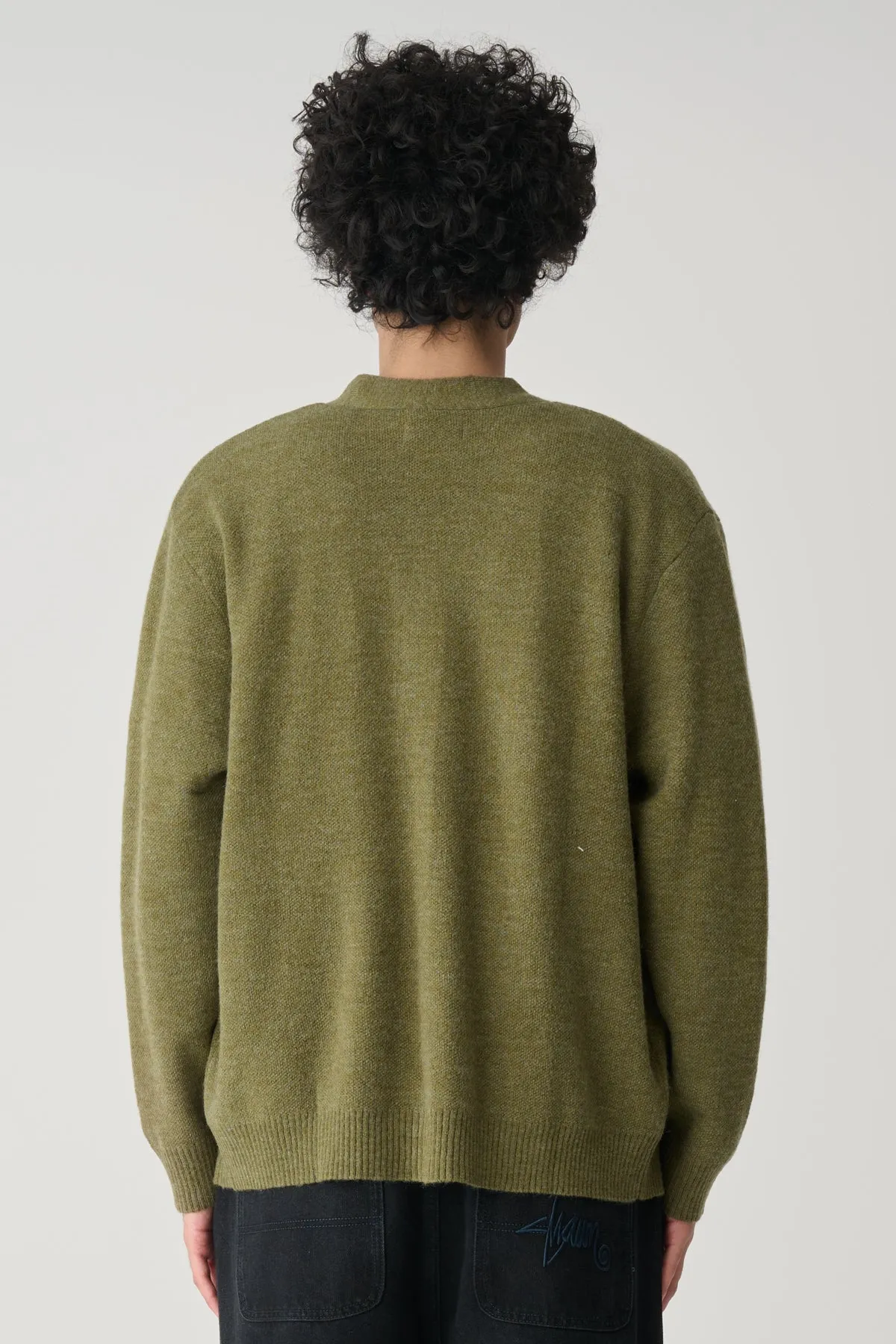 S-Double Knit Script Cardigan Olive
