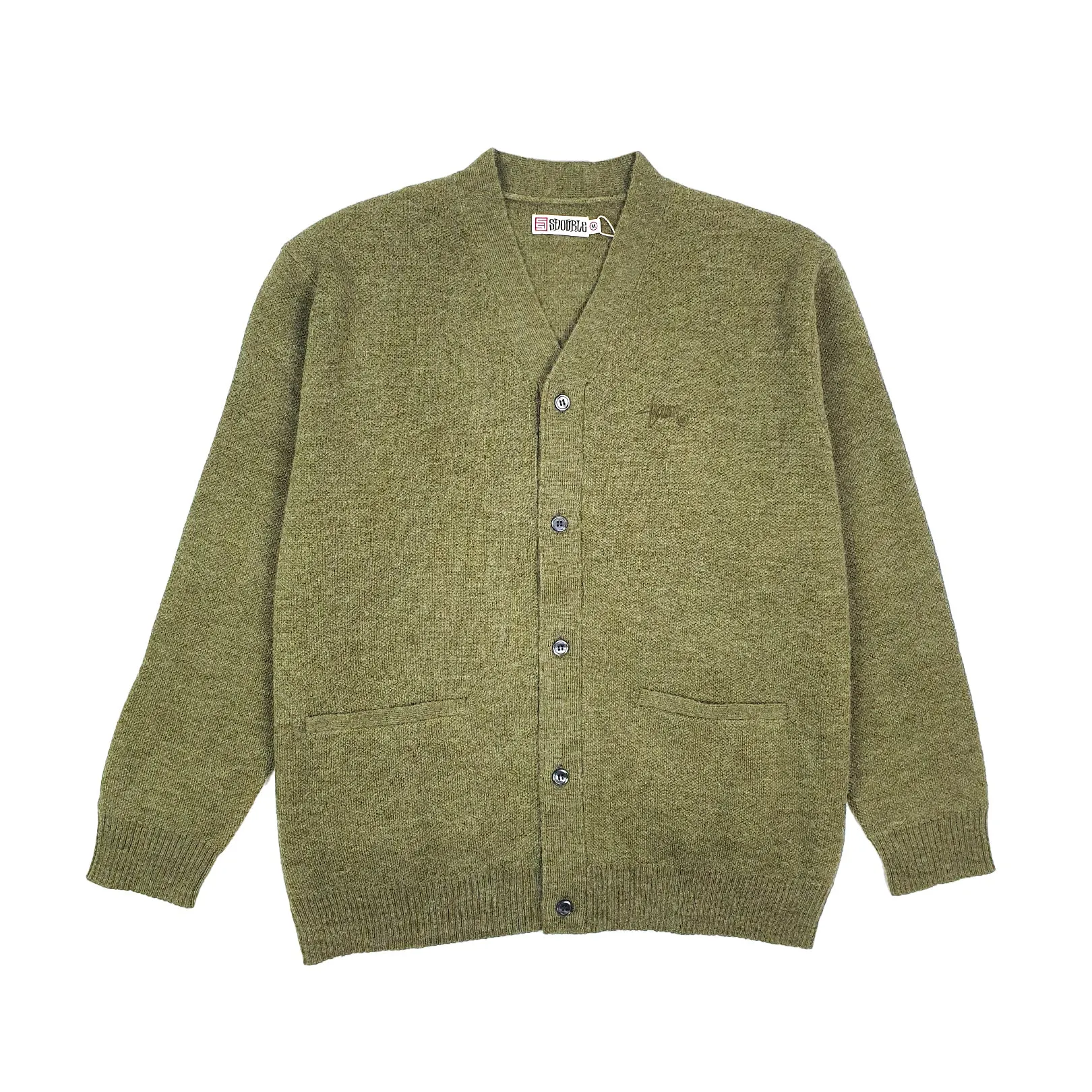 S-Double Knit Script Cardigan Olive