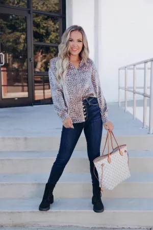 Sahara Button Up Blouse - Leopard