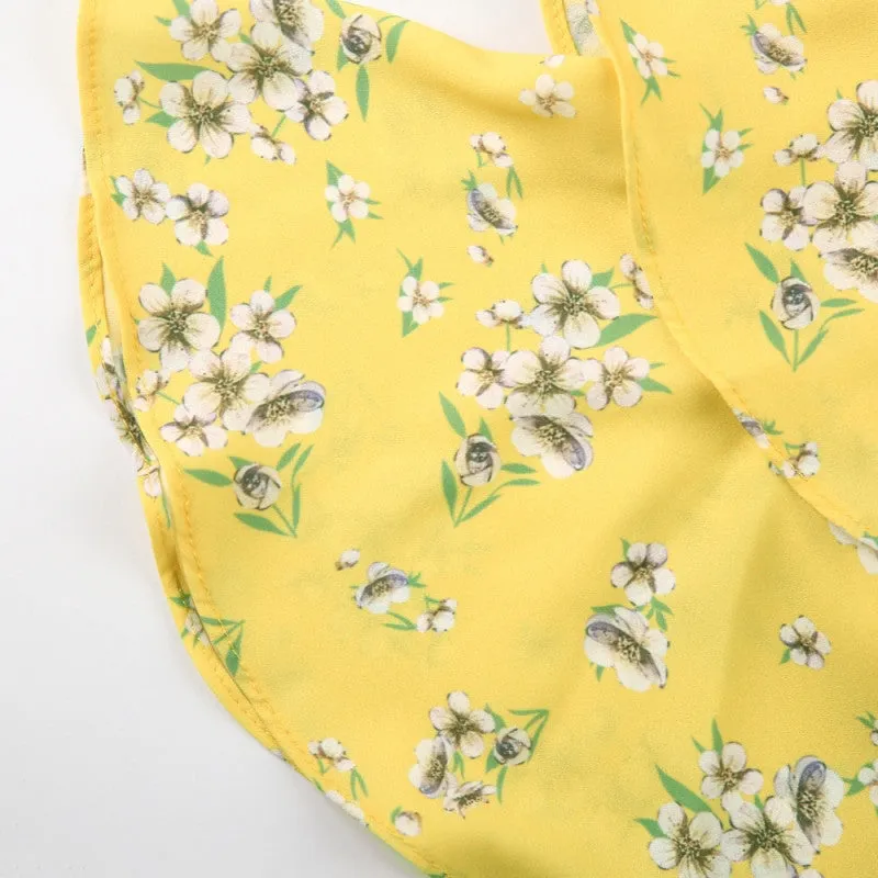 Samantha Yellow Floral Long Sleeve Ruffle Blouse