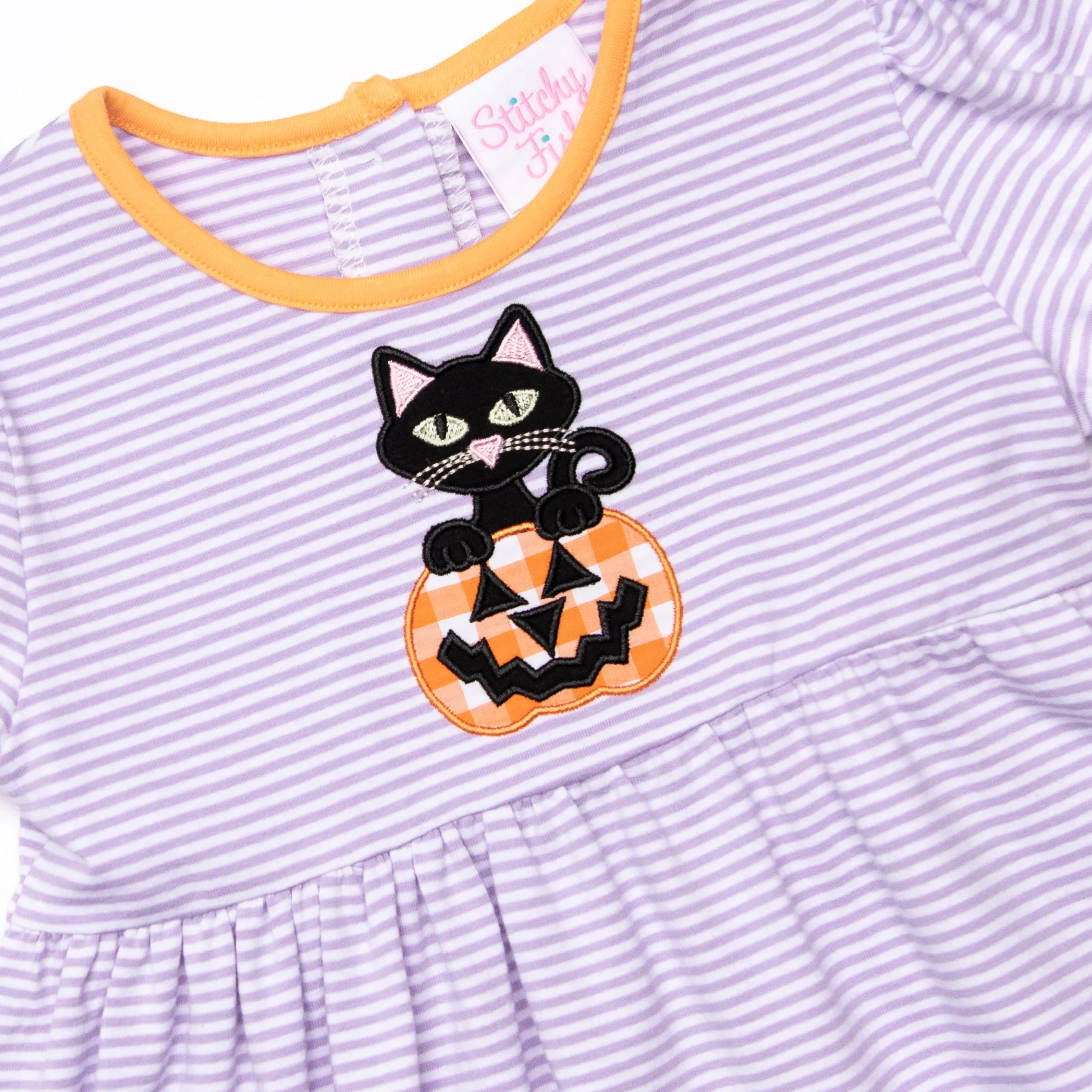 Scaredy Cat Applique Legging Set, Purple