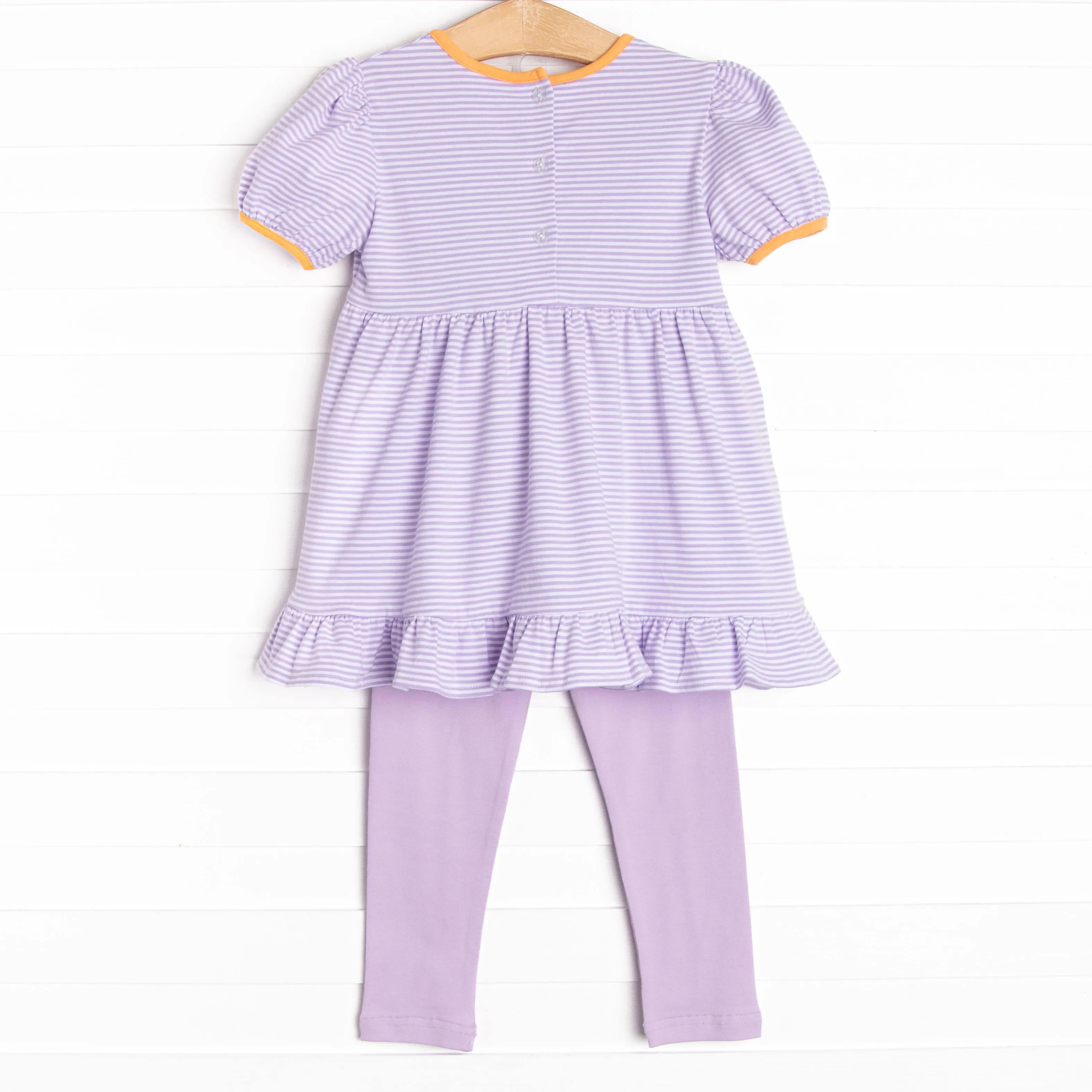 Scaredy Cat Applique Legging Set, Purple