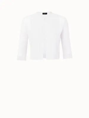 Semi-Sheer Short Knit Cardigan in Cotton Blend