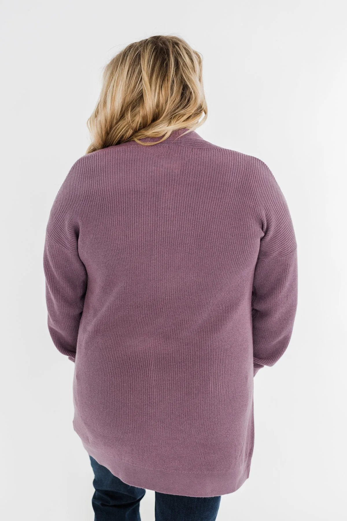 Share The Love Knit Cardigan- Dusty Eggplant