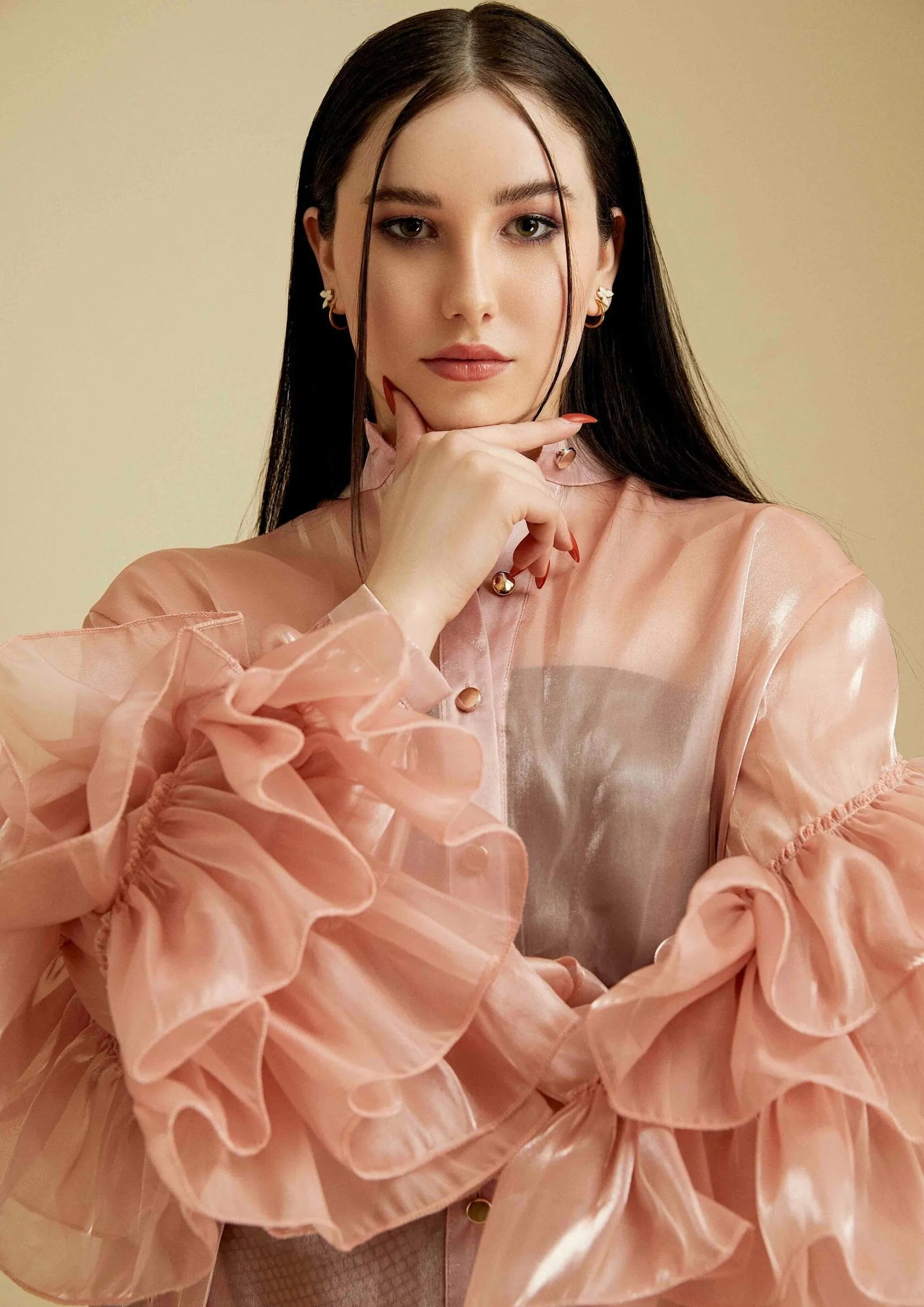 Sheer Drama Sleeve Button Up