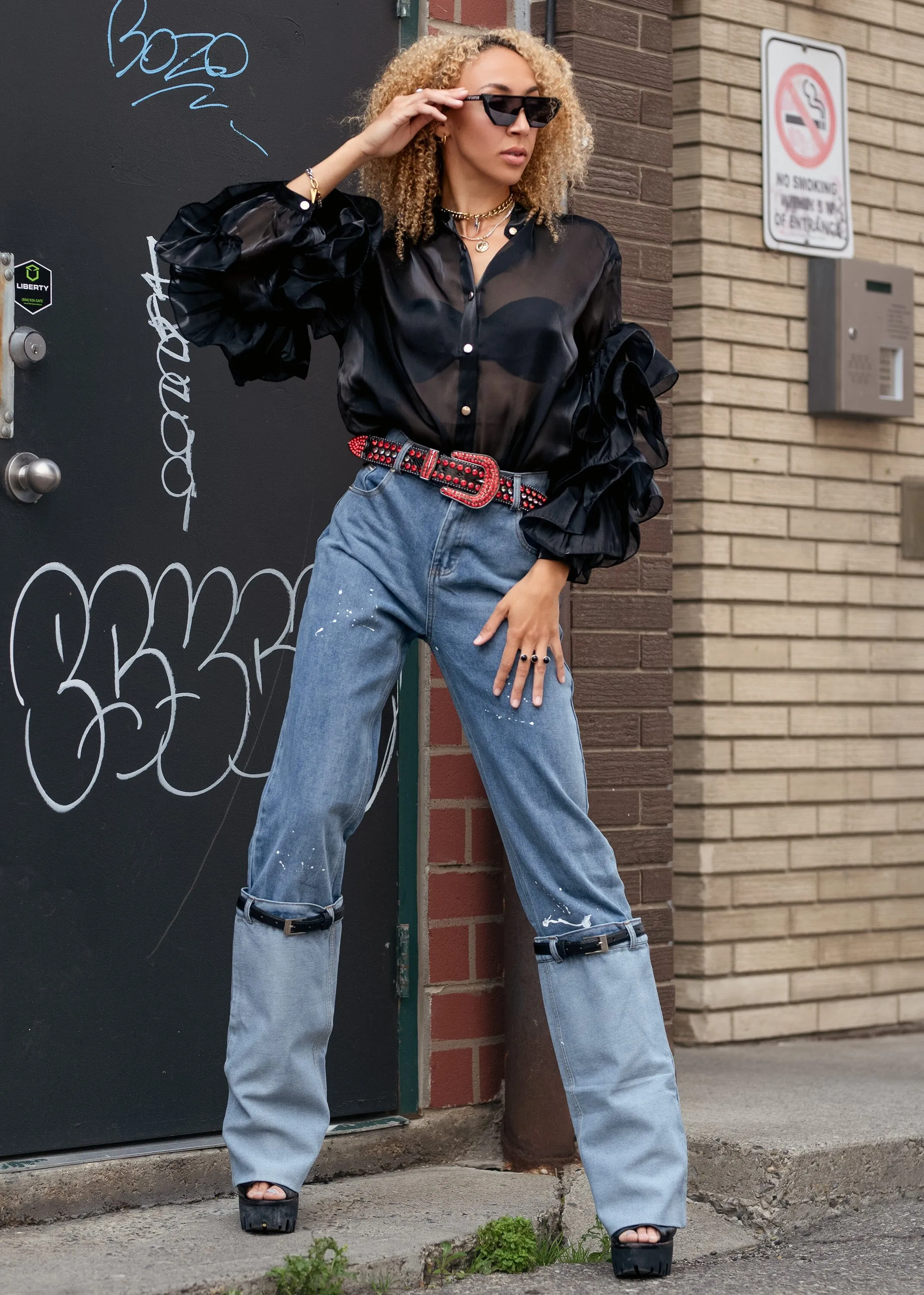Sheer Drama Sleeve Button Up