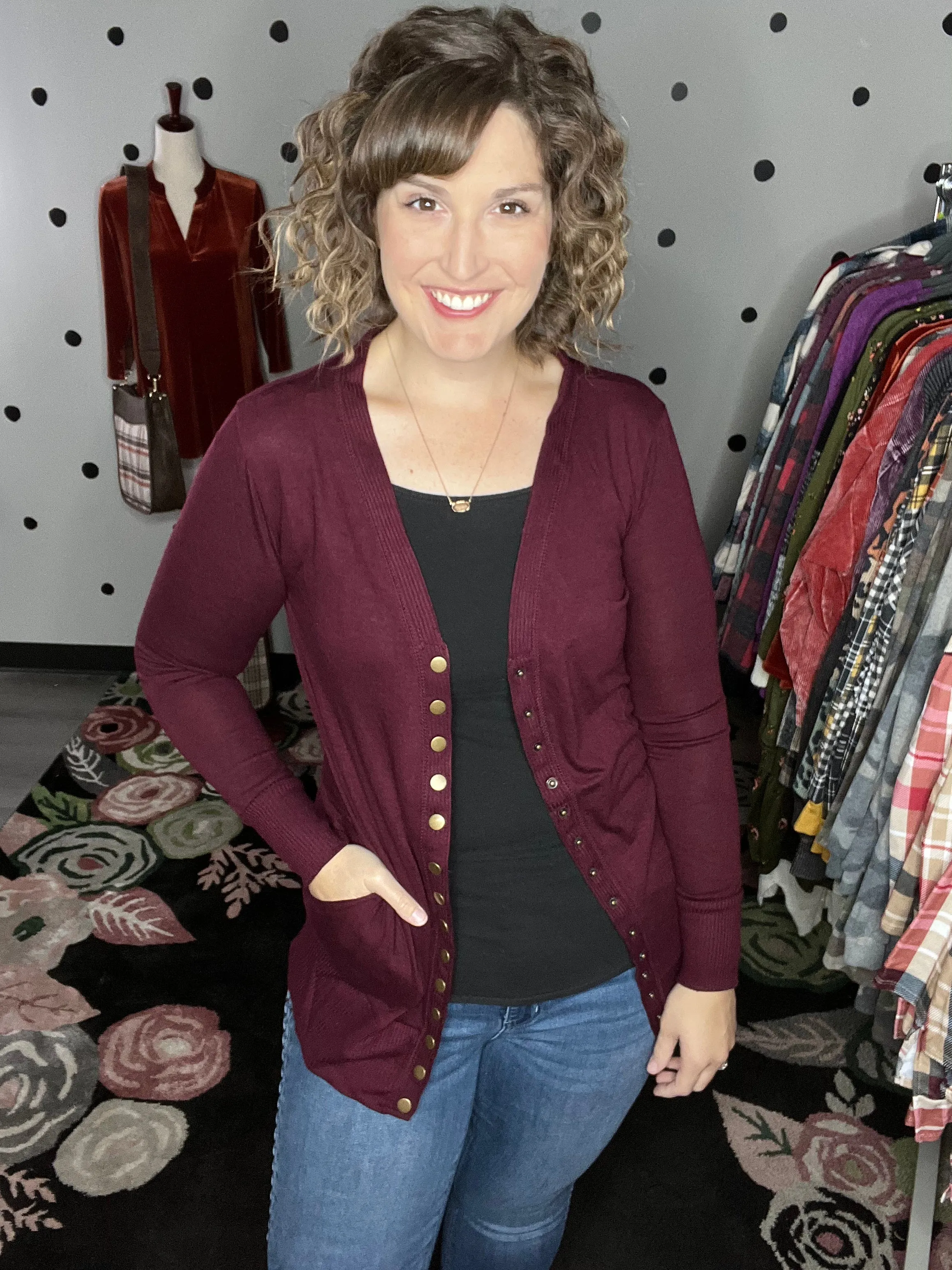 Shirley | Longline Snap Up Cardigan