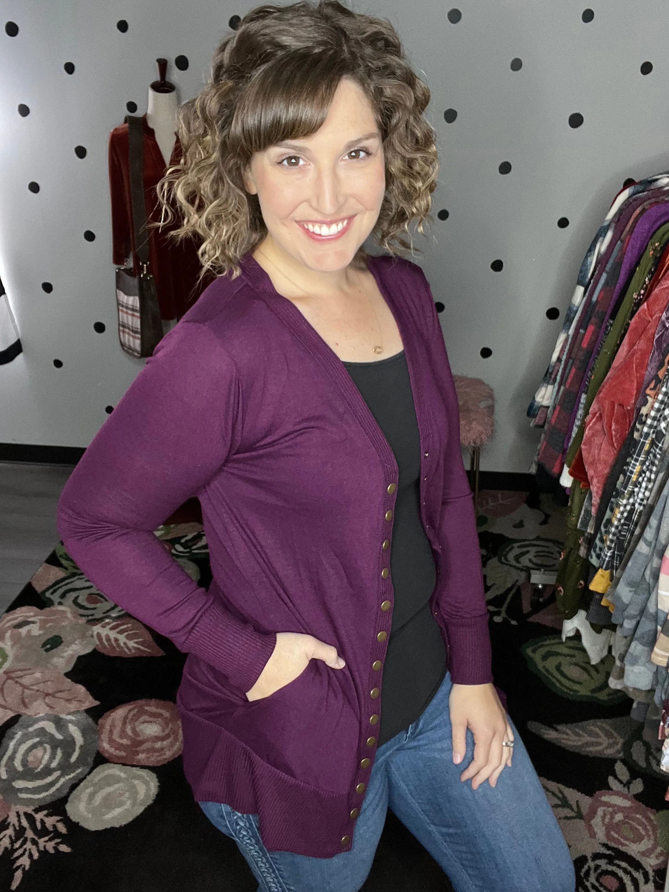 Shirley | Longline Snap Up Cardigan