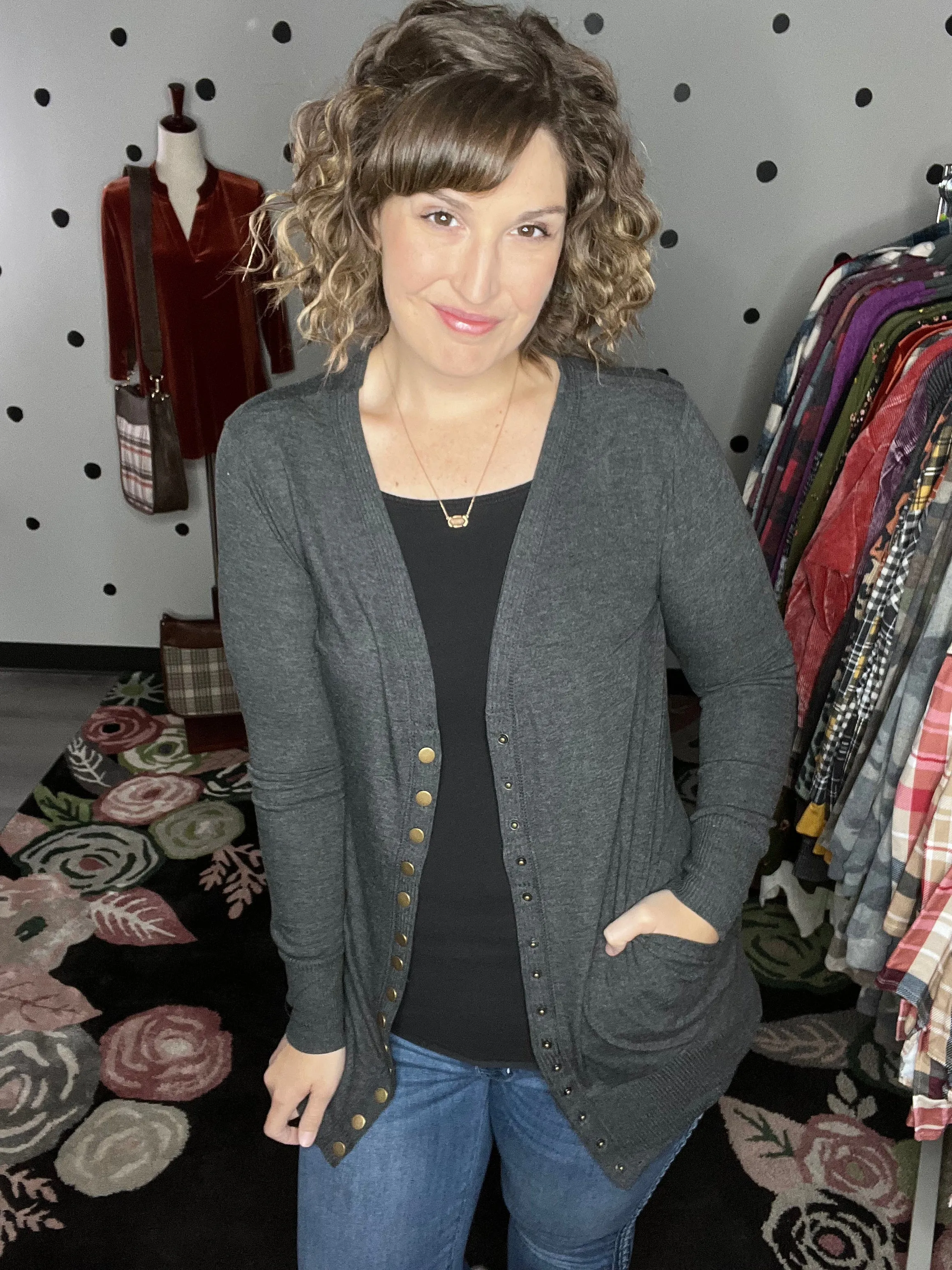 Shirley | Longline Snap Up Cardigan
