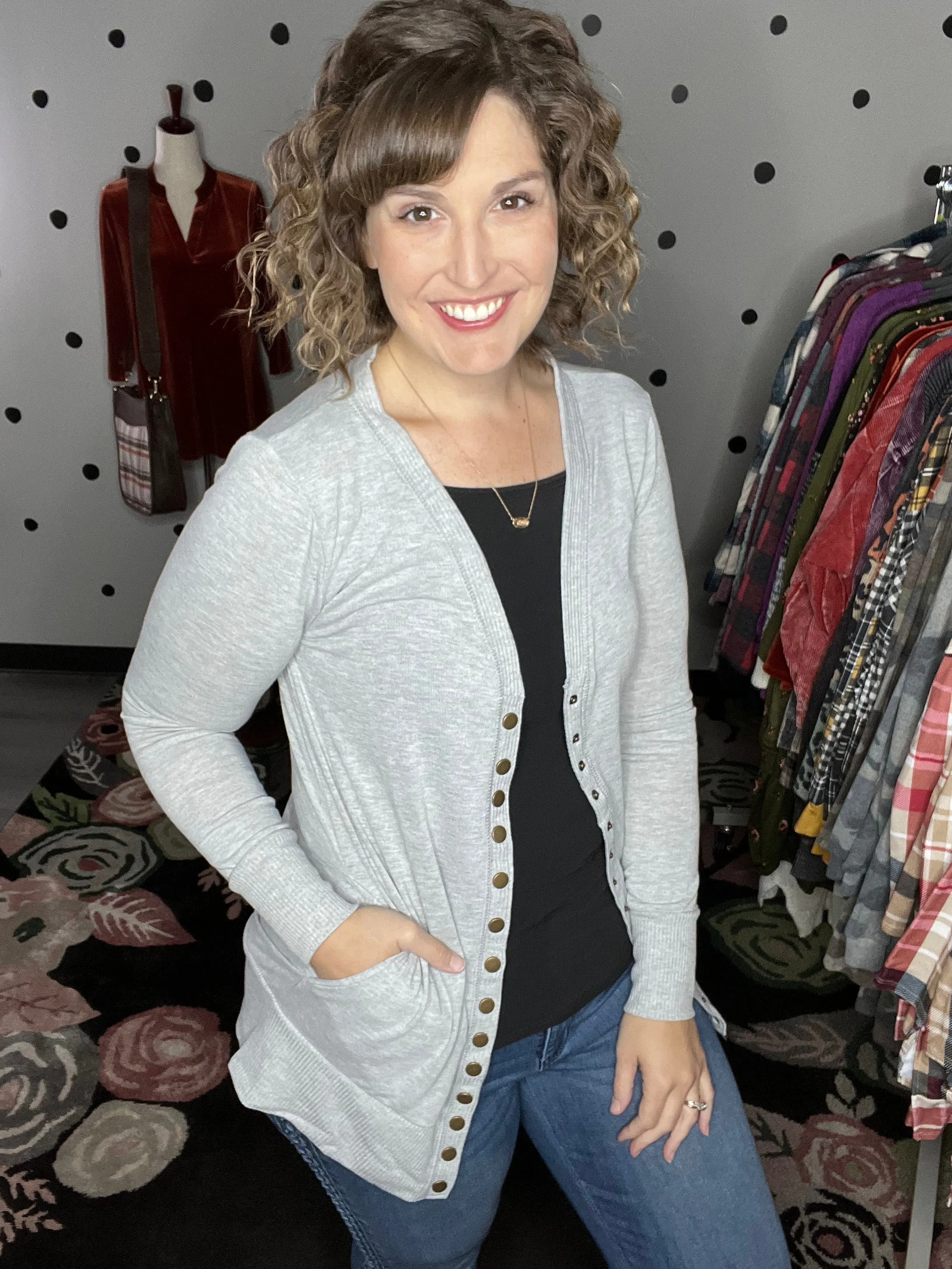 Shirley | Longline Snap Up Cardigan